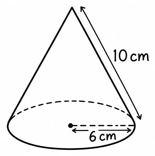 Cone: radius 6 cm and slant height 10 cm