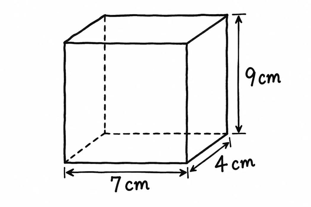 Rectangular prism 7 cm × 4 cm × 9 cm