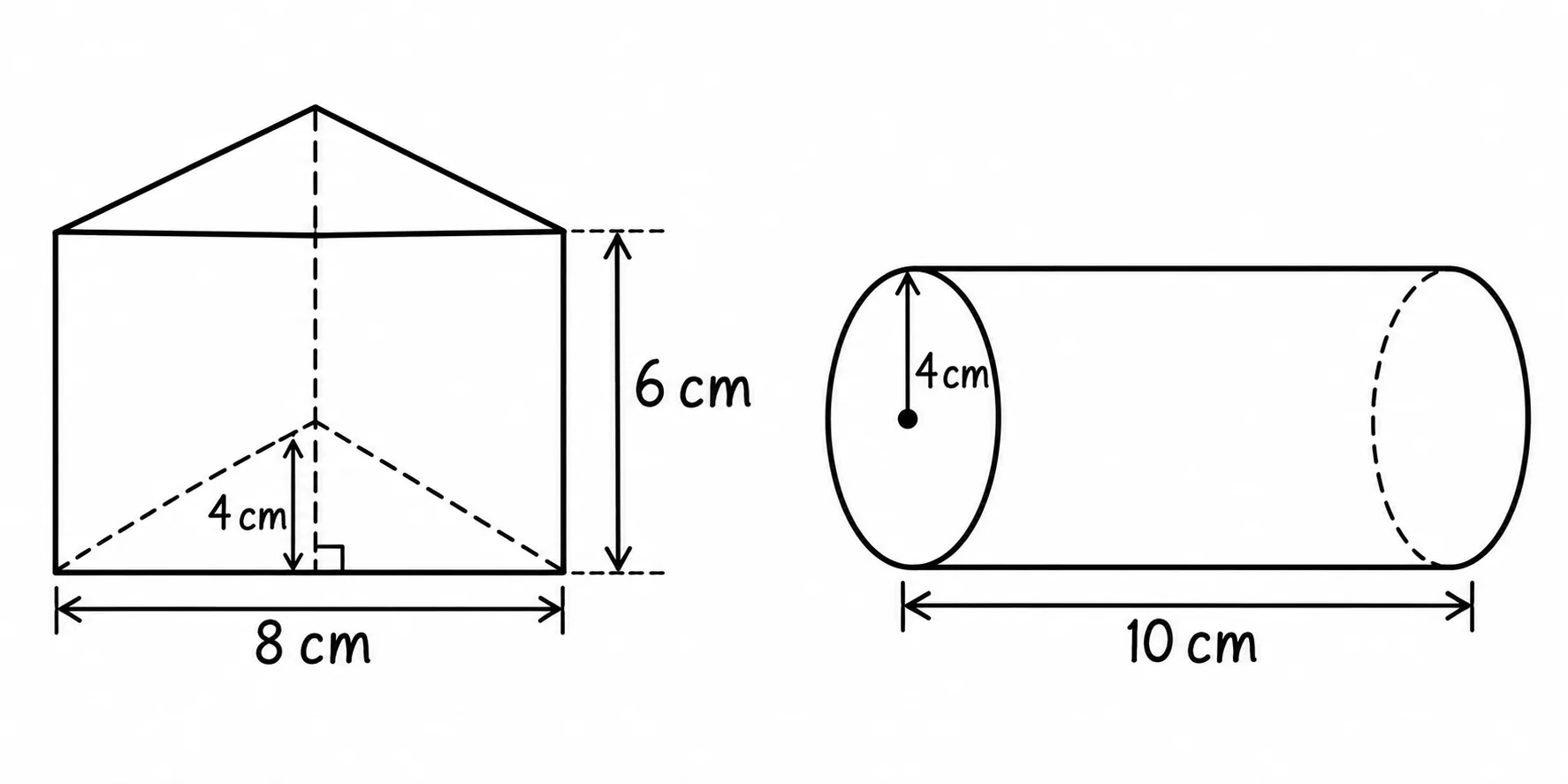 Triangular prism and cylinder example