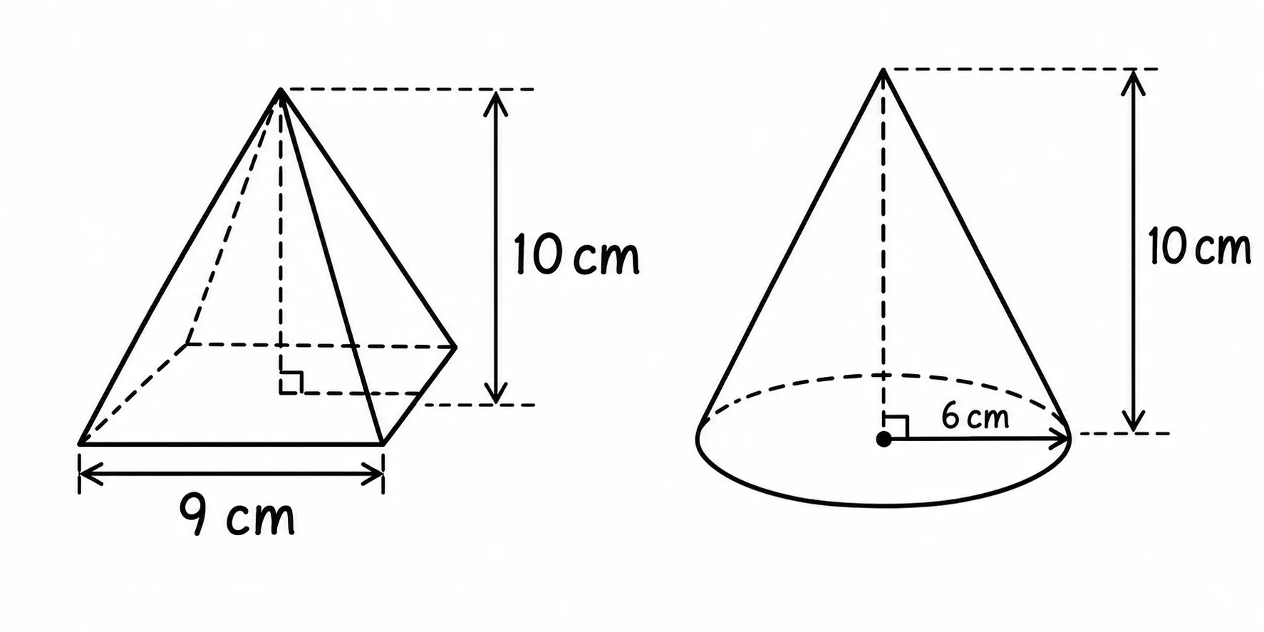 Square pyramid and cone example
