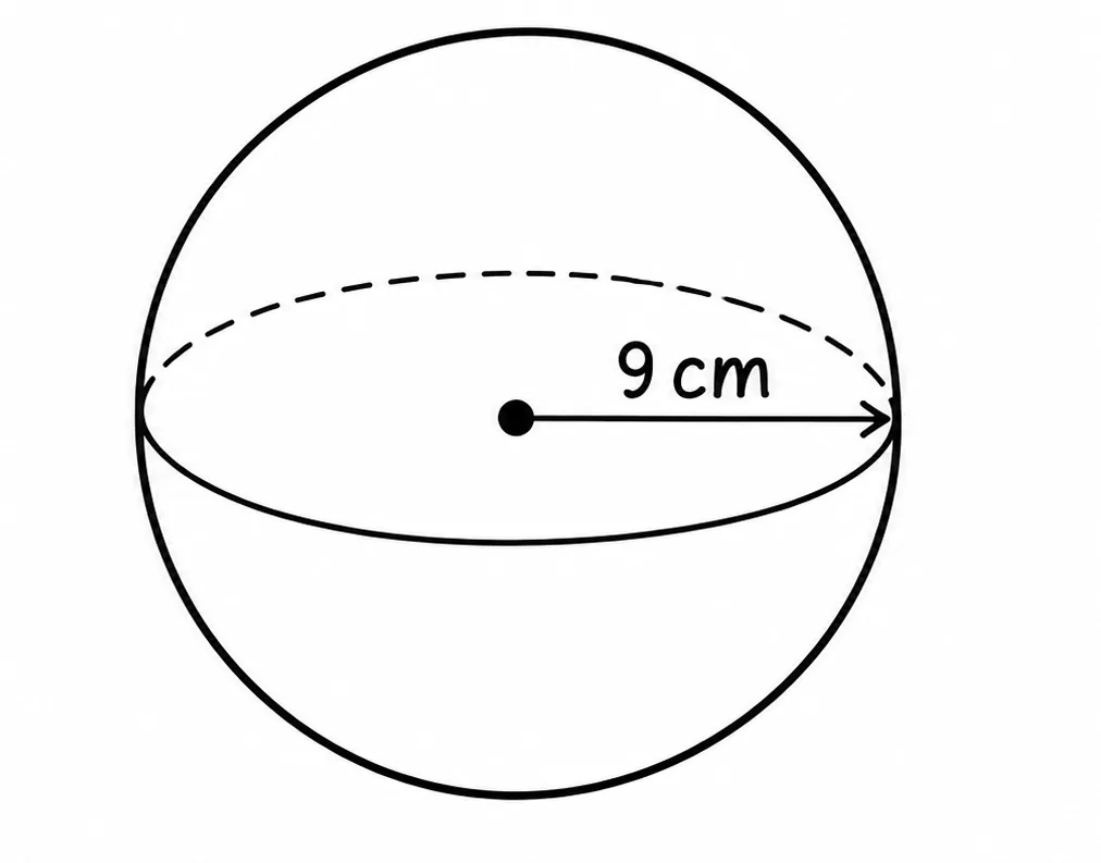 Sphere radius 9 cm
